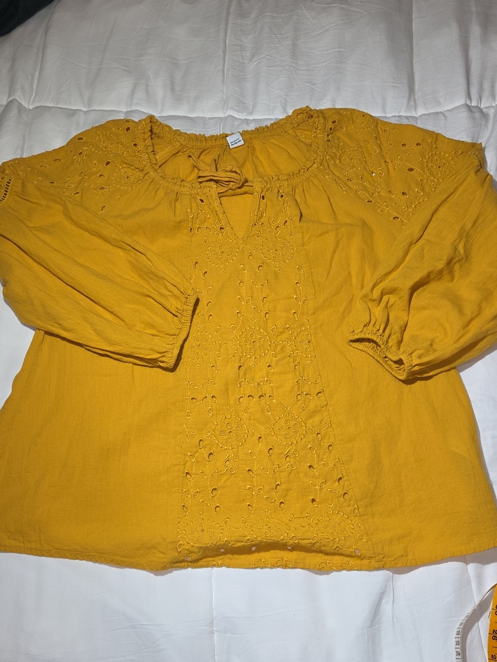 Old Navy Mustard Eyelet Peasant Tunic